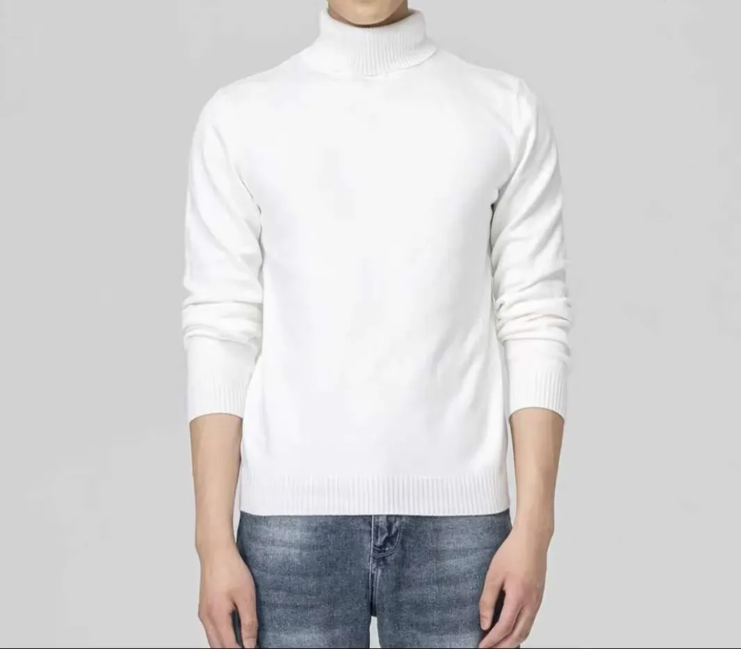 Men's White Turtleneck Sweater