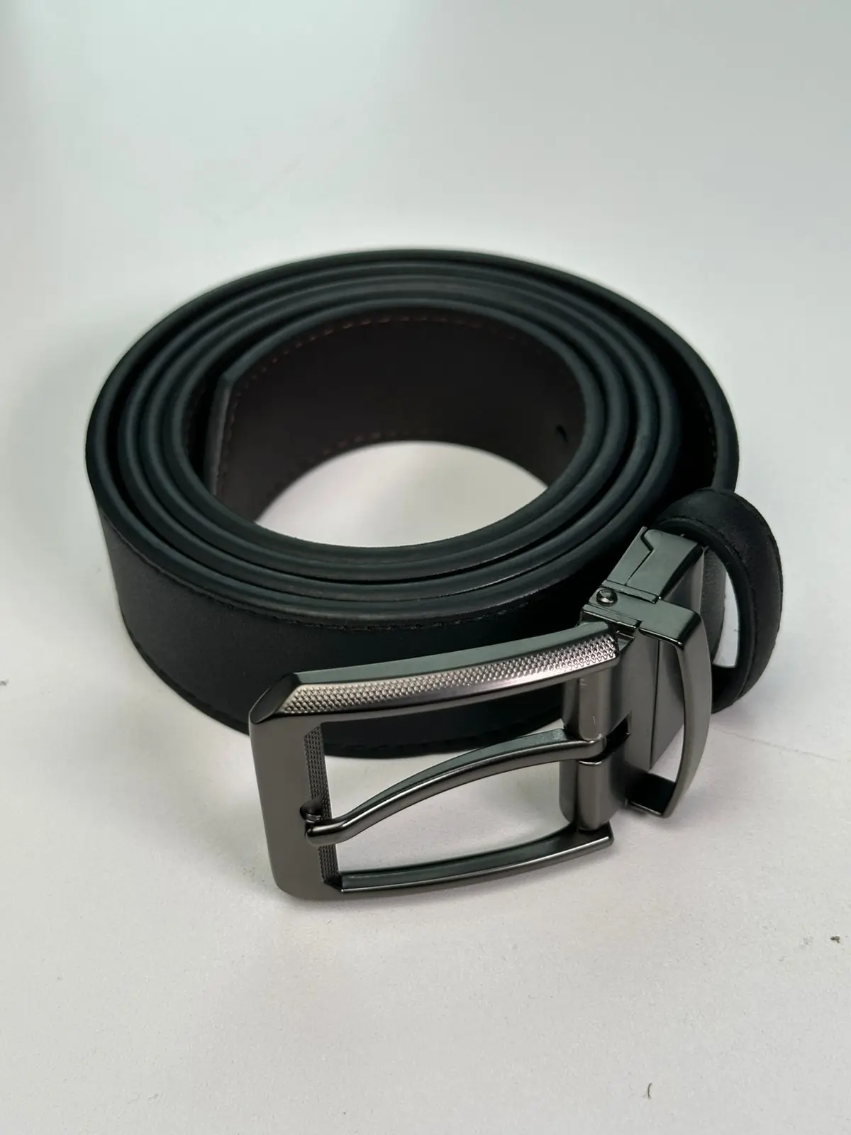 Black Faux Leather Belt For Men